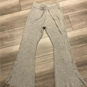 Topshop Gray Ribbed Flare Pants